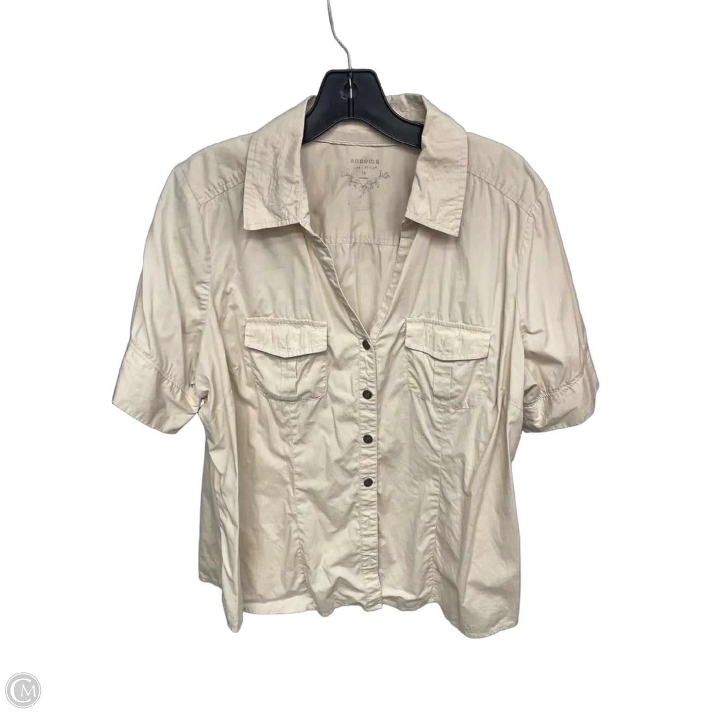 Top Short Sleeve By Sonoma In Tan, Size: 1x