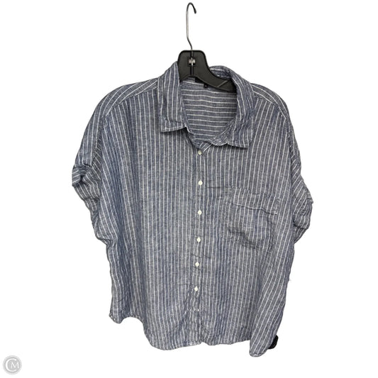 Top Short Sleeve By Quince In Blue & White, Size: Xl