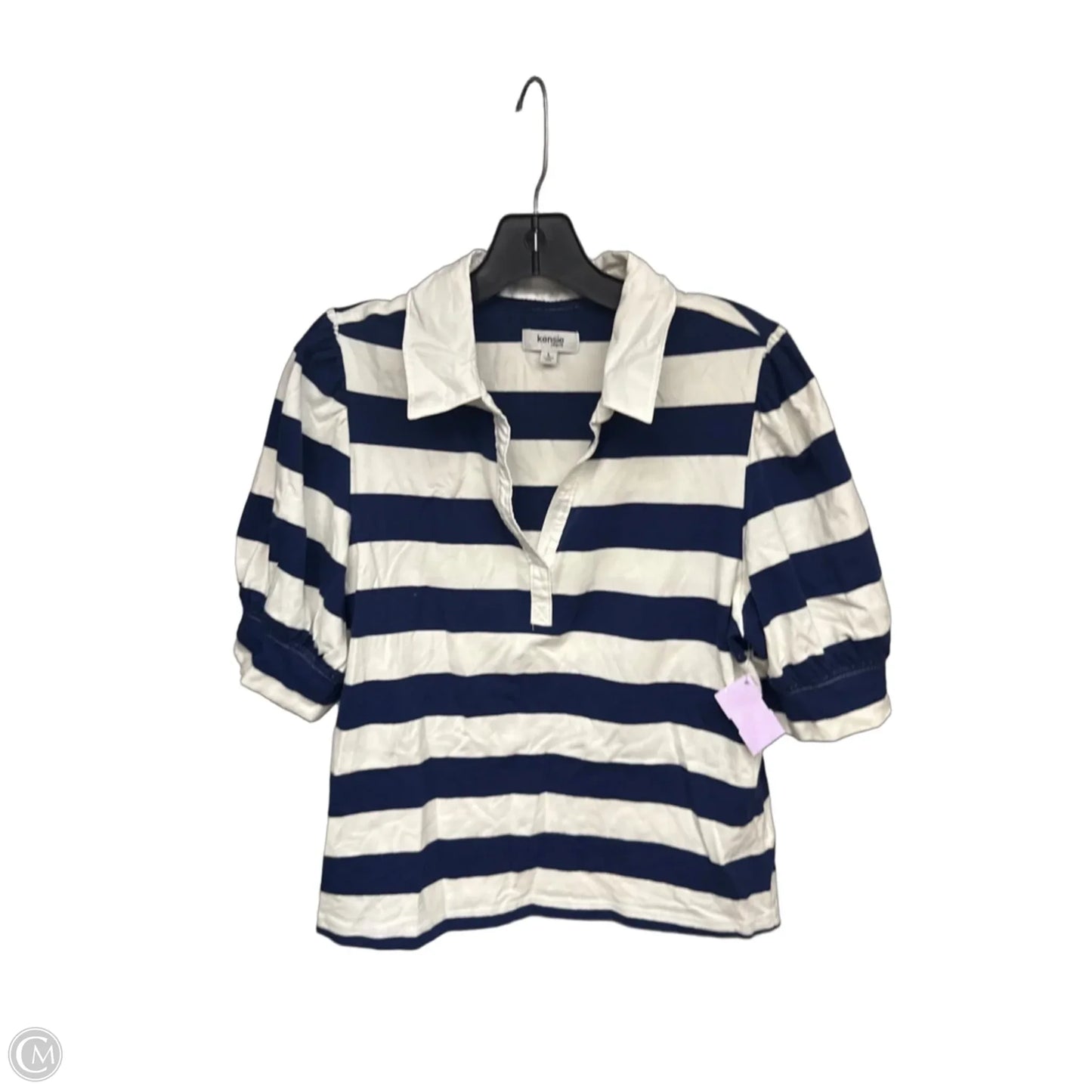 Top Short Sleeve By Kensie In Blue & White, Size: L
