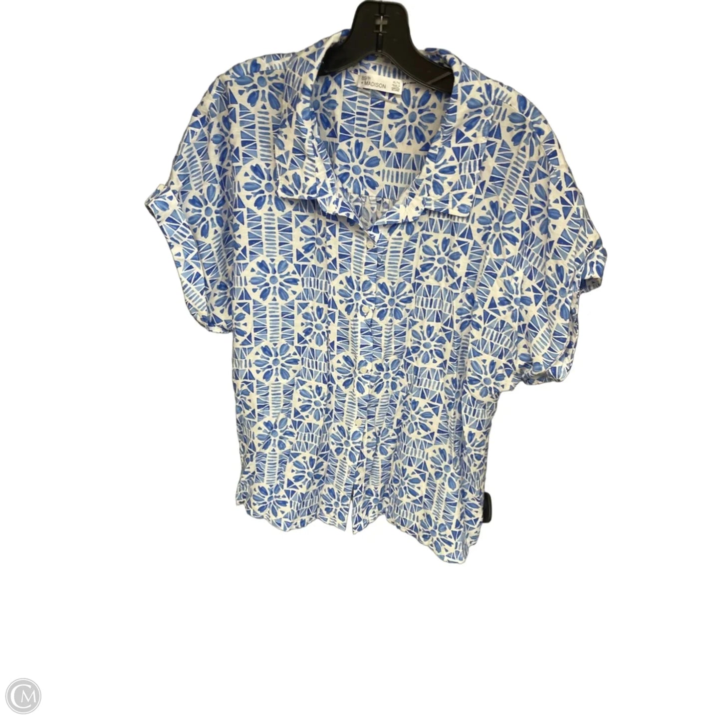 Top Short Sleeve By 89th And Madison In Blue & White, Size: Xl