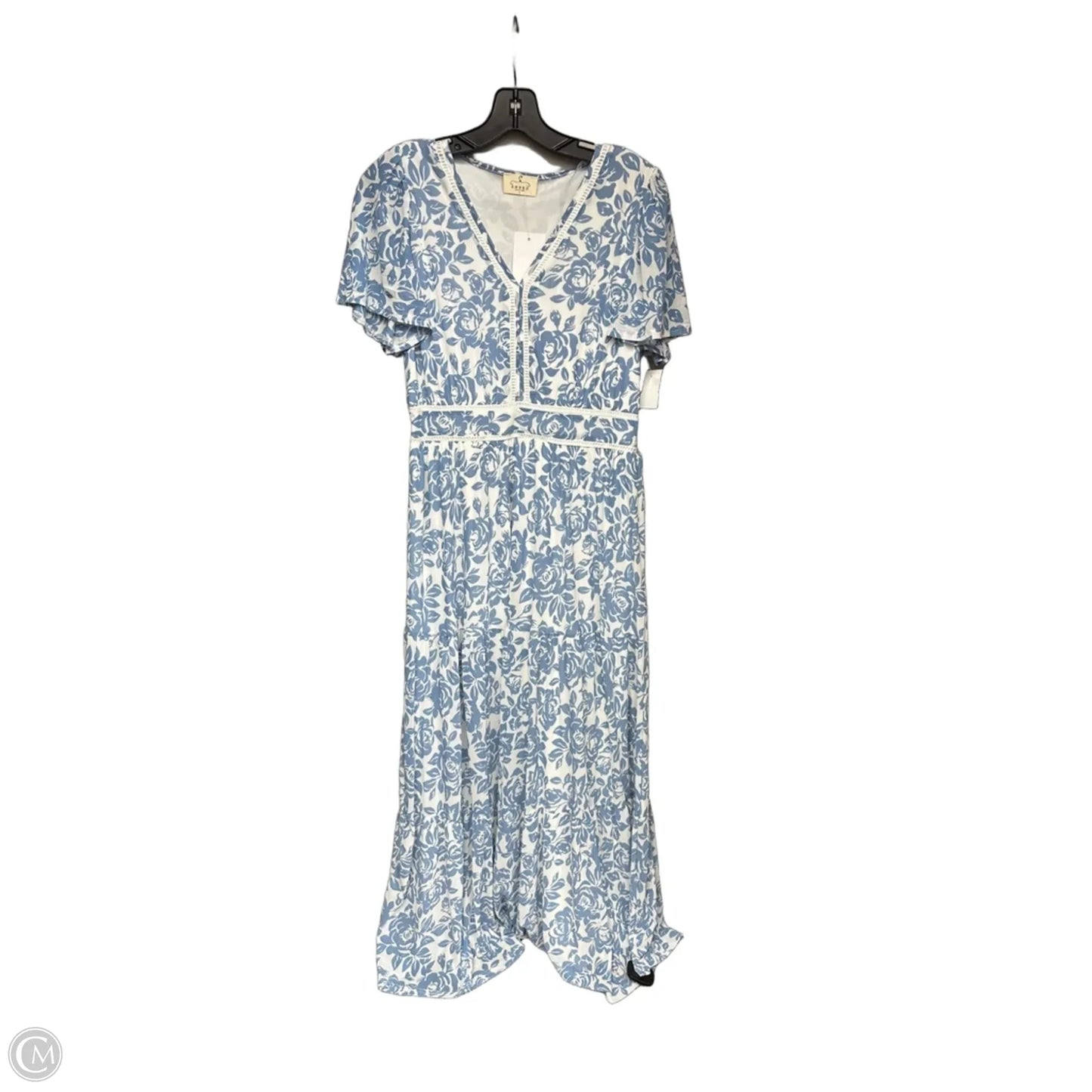 Dress Casual Maxi By Ember In Blue & White, Size: L