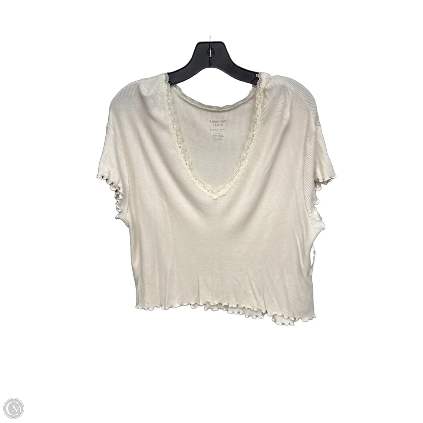 Top Short Sleeve By American Eagle In Cream, Size: L