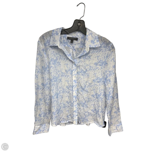 Top Long Sleeve By Banana Republic In Blue & White, Size: M