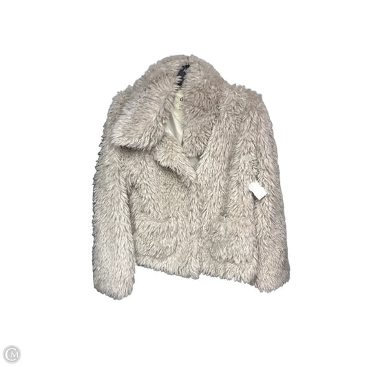 Jacket Faux Fur & Sherpa By Dylan In Cream & Grey, Size: S