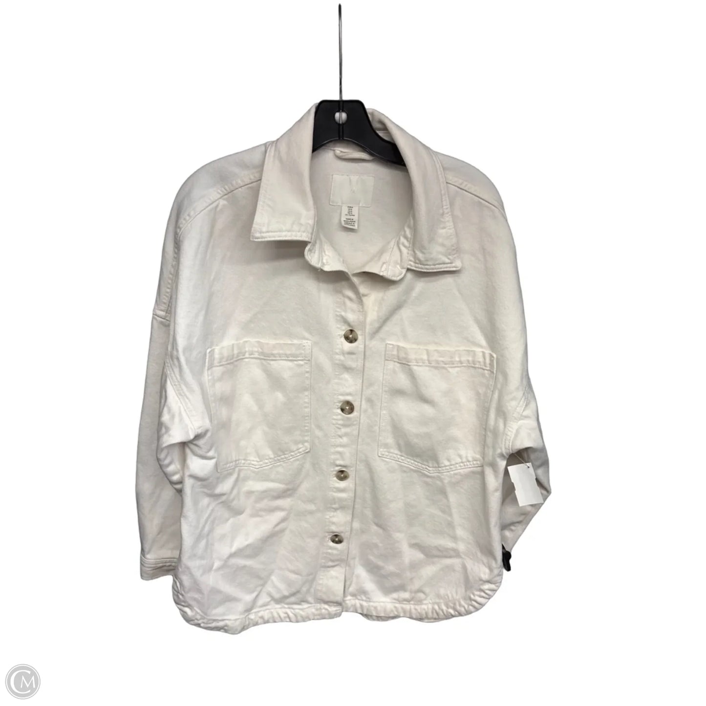 Jacket Denim By H&m In White Denim, Size: M