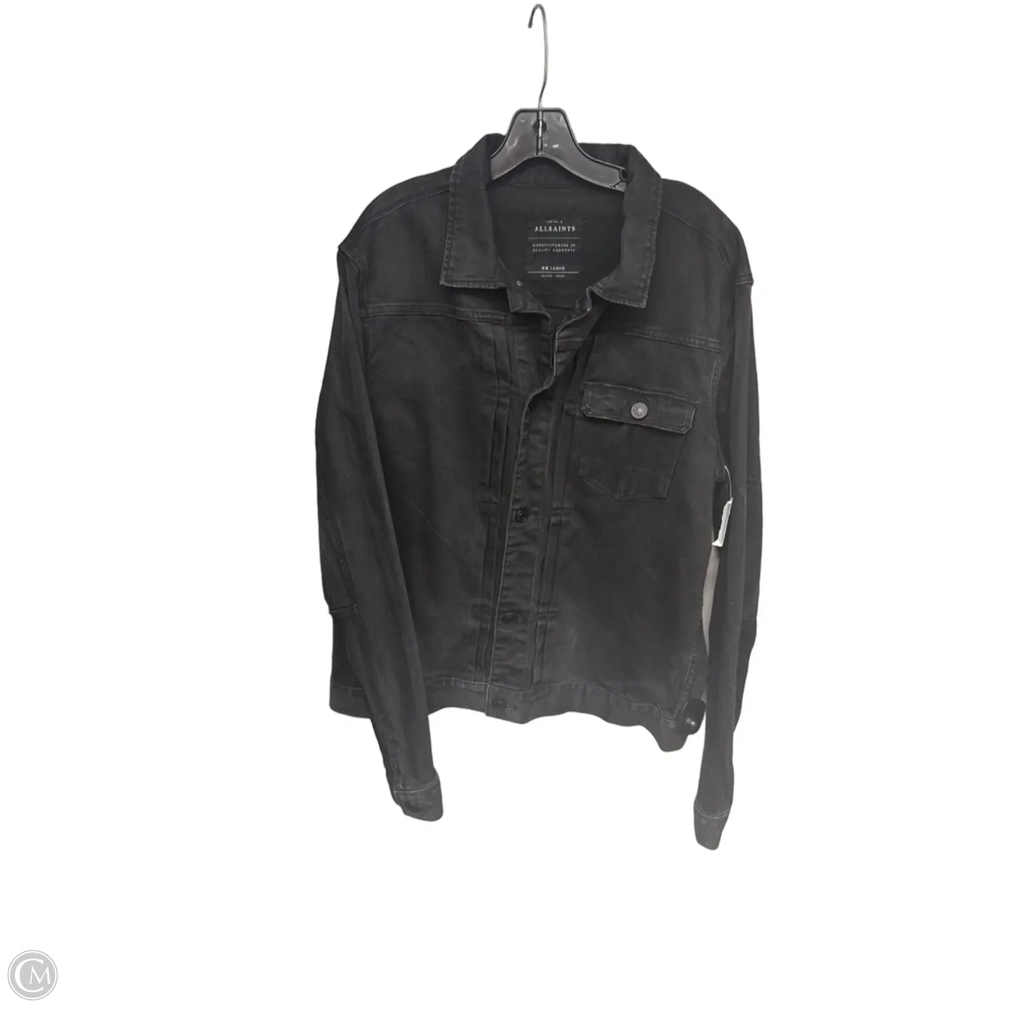 Jacket Designer By All Saints In Black Denim, Size: Xxl