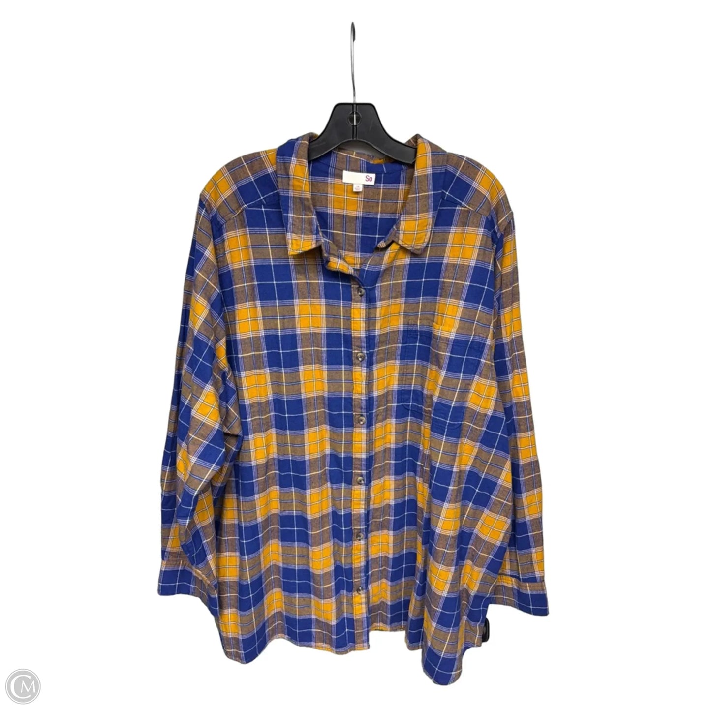 Top Long Sleeve By Judy Blue In Blue & Orange, Size: 3x