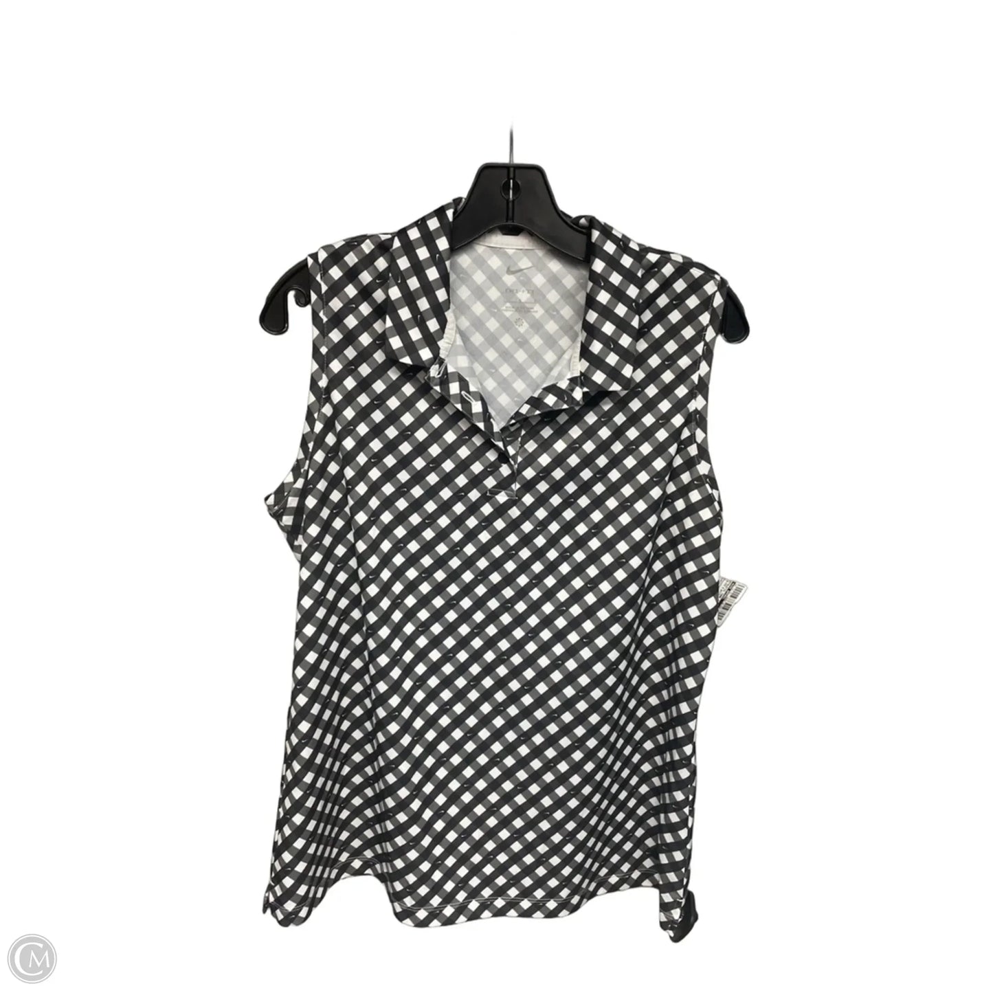 Athletic Tank Top By Nike Apparel In Black & White, Size: L