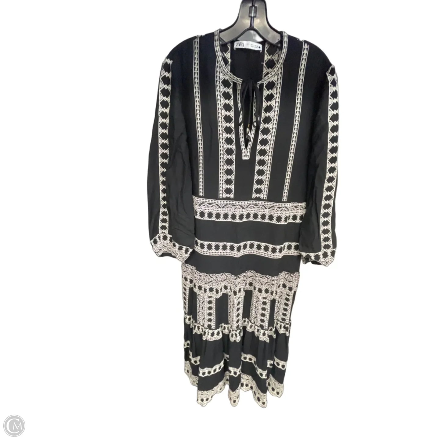 Dress Casual Maxi By Zara In Black & Cream, Size: L