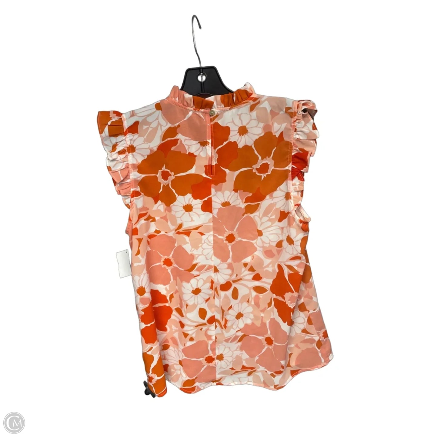 Top Sleeveless By Staccato In Orange & White, Size: M