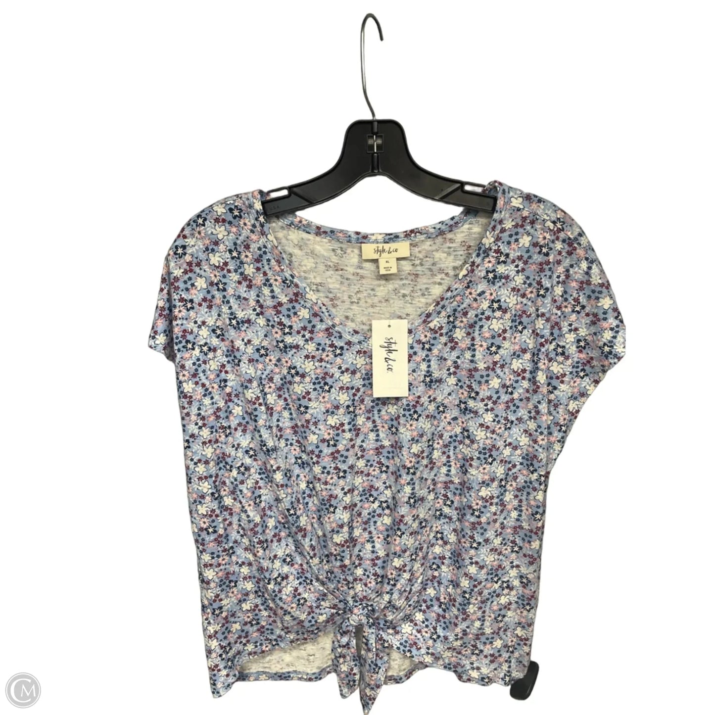 Top Short Sleeve By Style And Company In Blue & White, Size: Xl