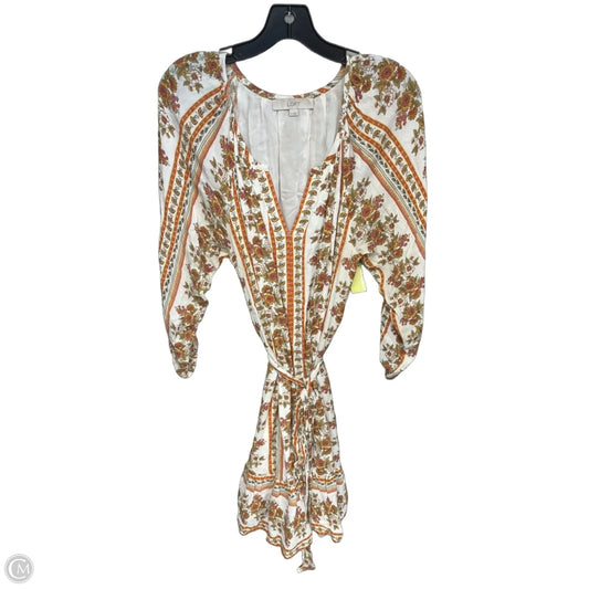 Dress Casual Midi By Loft In Orange & White, Size: Mp