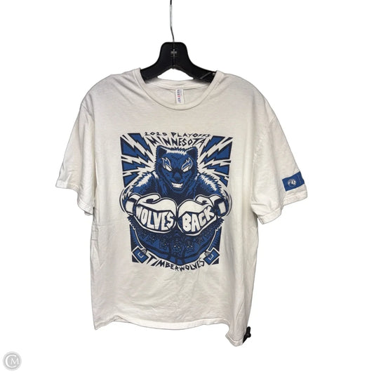 Athletic Top Short Sleeve By Clothes Mentor In Blue & White, Size: Xl
