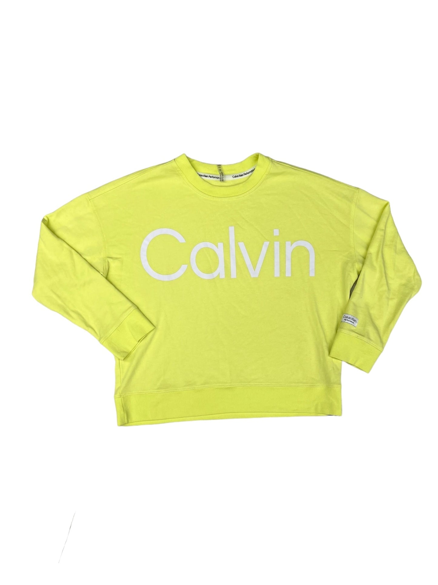 Yellow Athletic Sweatshirt Crewneck Calvin Klein Performance, Size L