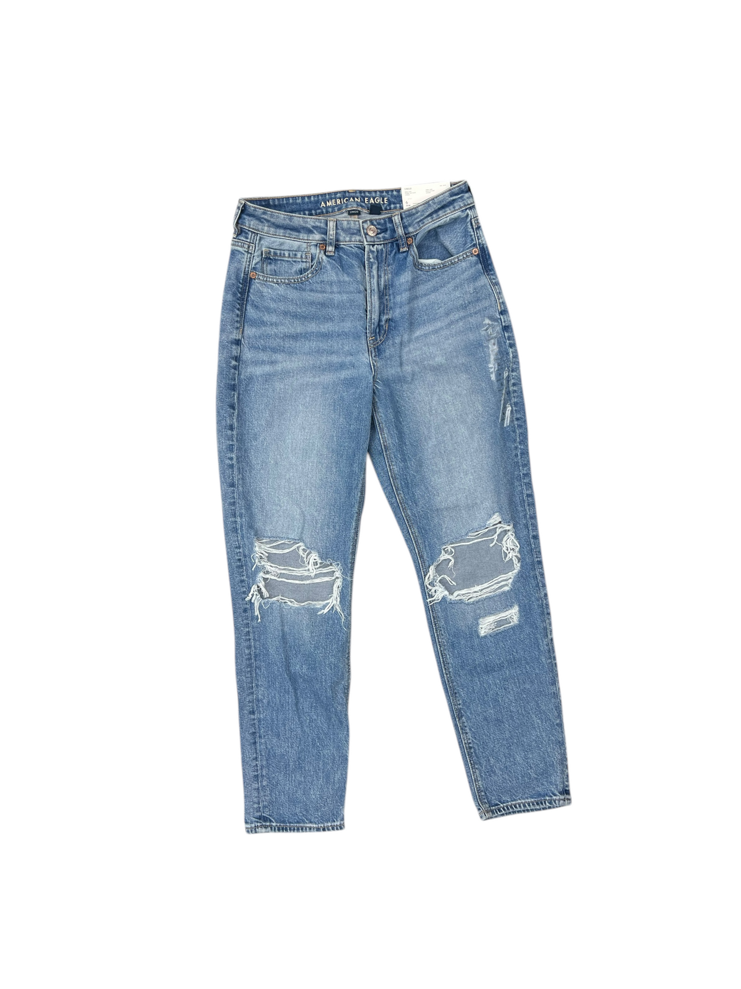 Jeans Straight By American Eagle In Blue Denim, Size: 6