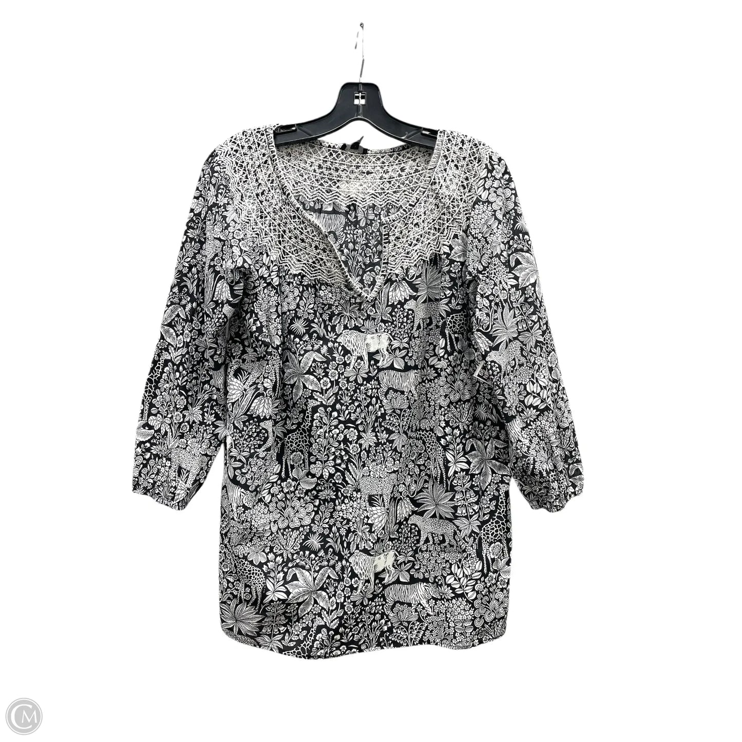 Top Long Sleeve By Talbots In Grey & White, Size: Xl