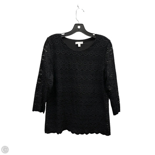 Top 3/4 Sleeve By Charter Club In Black, Size: Xlp