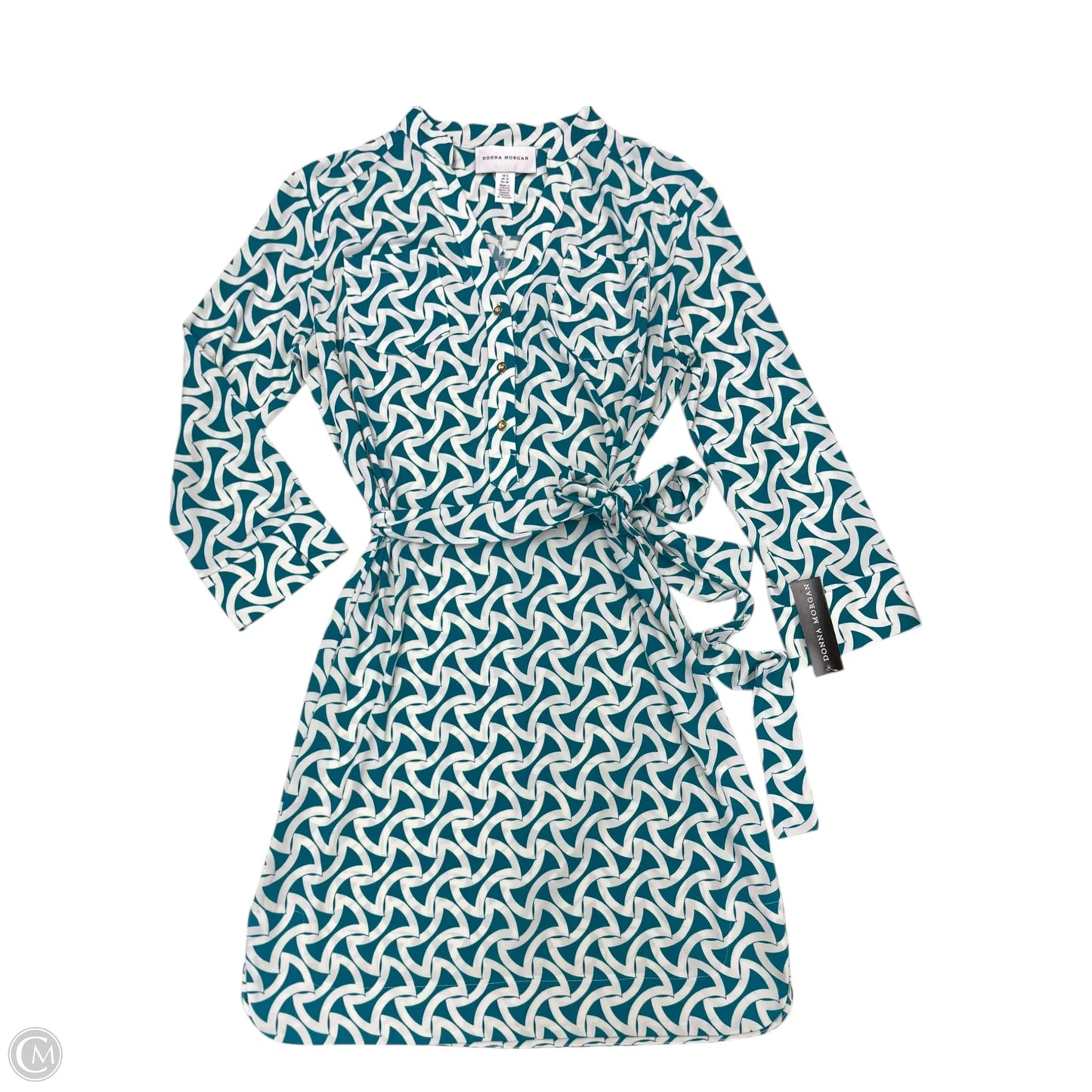 Dress Casual Midi By Donna Karan In Green & White, Size: 6