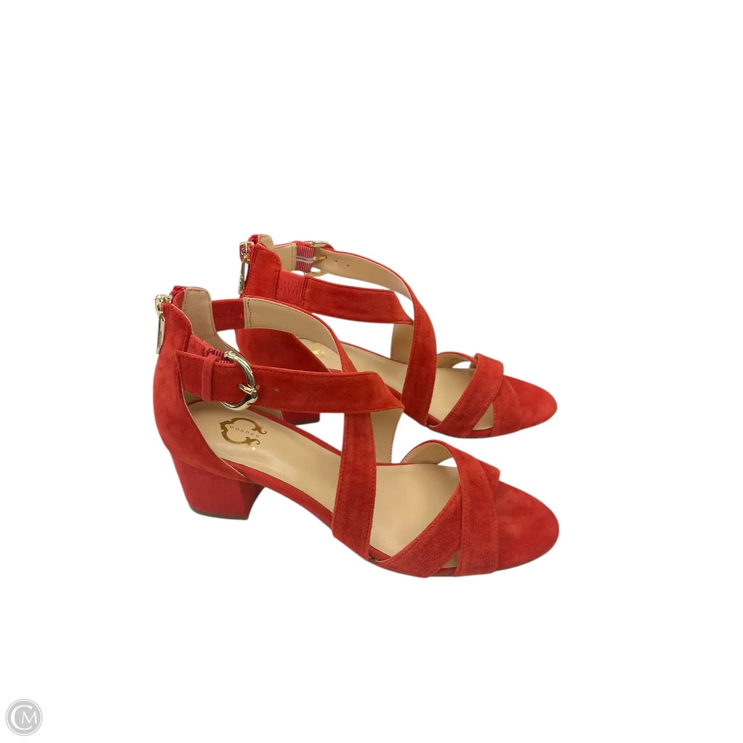 Sandals Heels Block By Clothes Mentor In Orange, Size: 6