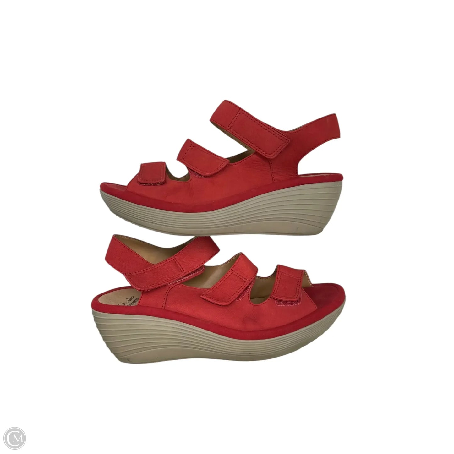 Sandals Heels Wedge By Clarks In Red, Size: 7