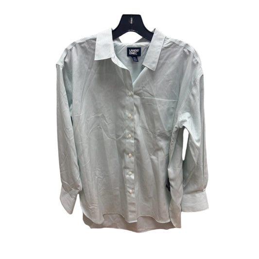 Top Long Sleeve By Lands End In Green & White, Size: Xs
