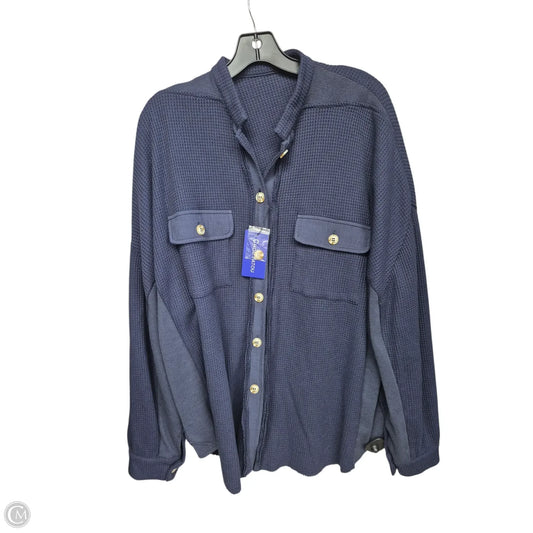 Jacket Shirt By Clothes Mentor In Navy, Size: Xxl