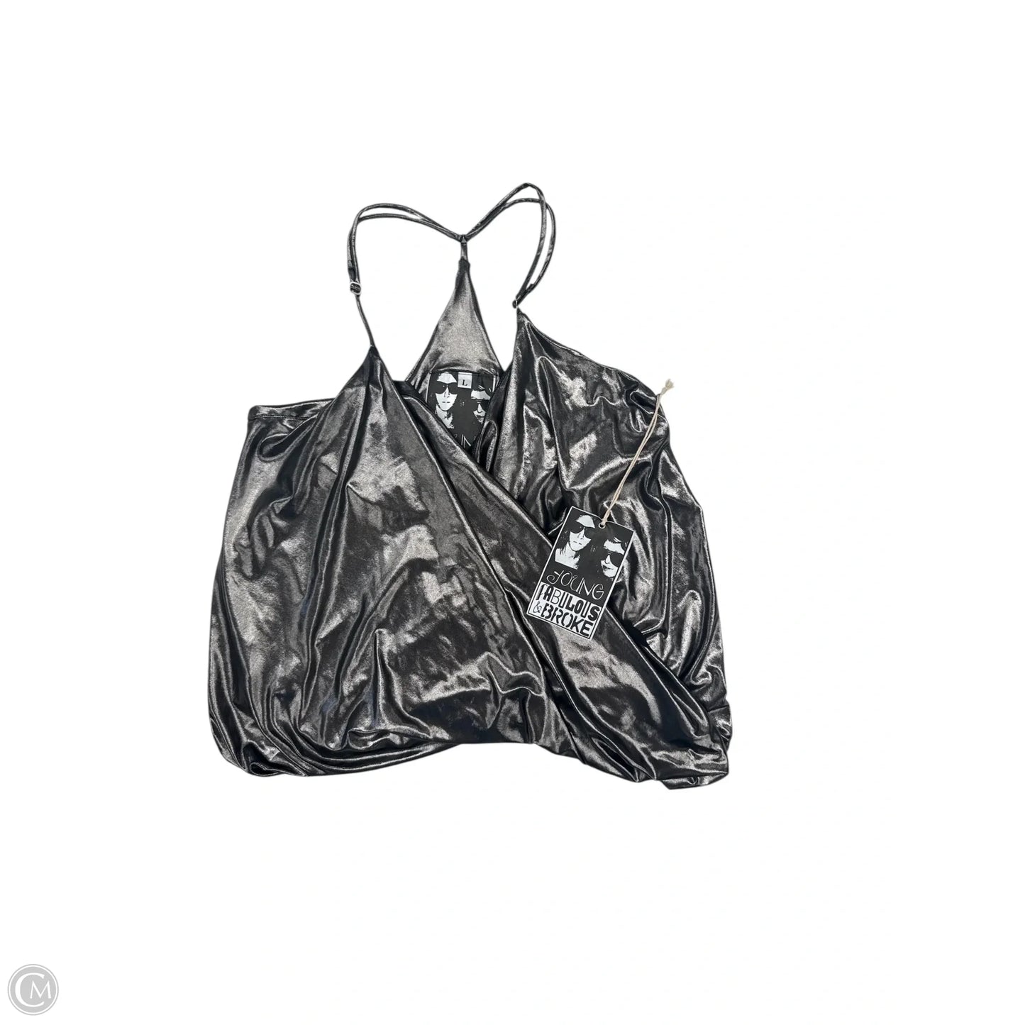 Top Sleeveless By Young Fabulous & Broke In Silver, Size: L
