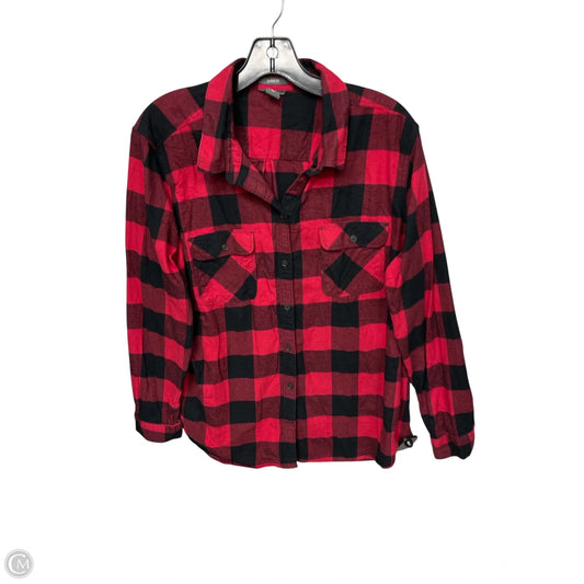 Top Long Sleeve By Eddie Bauer In Black & Red, Size: Xl