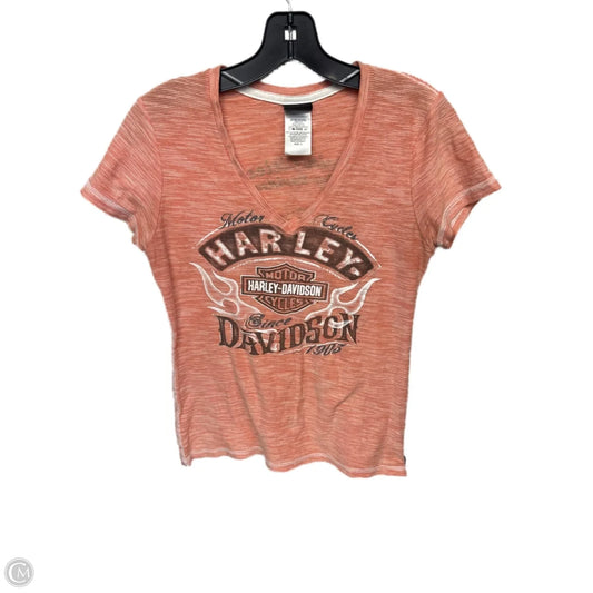 Top Short Sleeve By Harley Davidson In Orange, Size: S