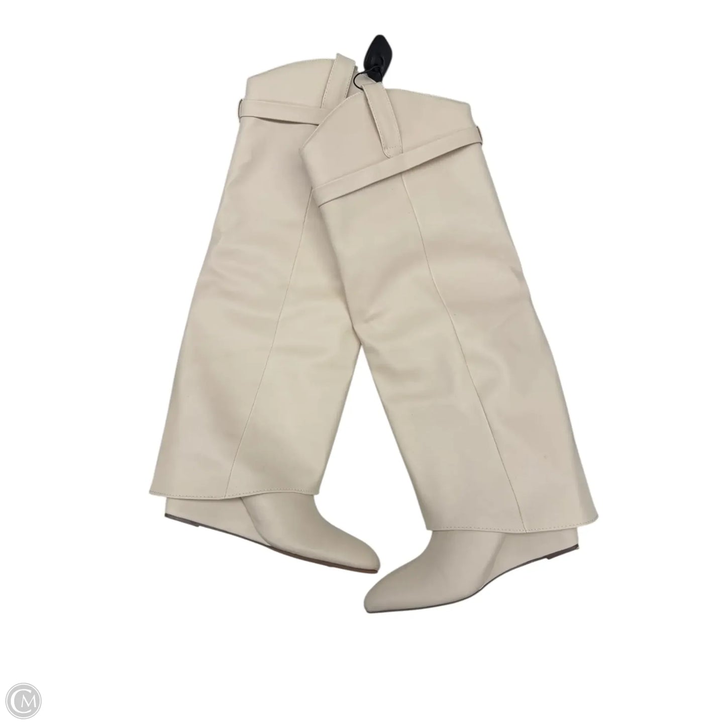 Boots Mid-calf Heels By Clothes Mentor In Cream, Size: 8.5