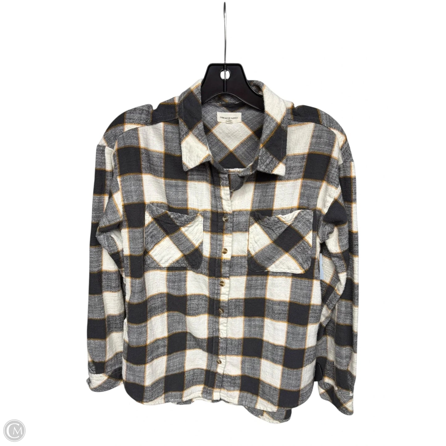 Top Long Sleeve By Thread And Supply In Grey & White, Size: S