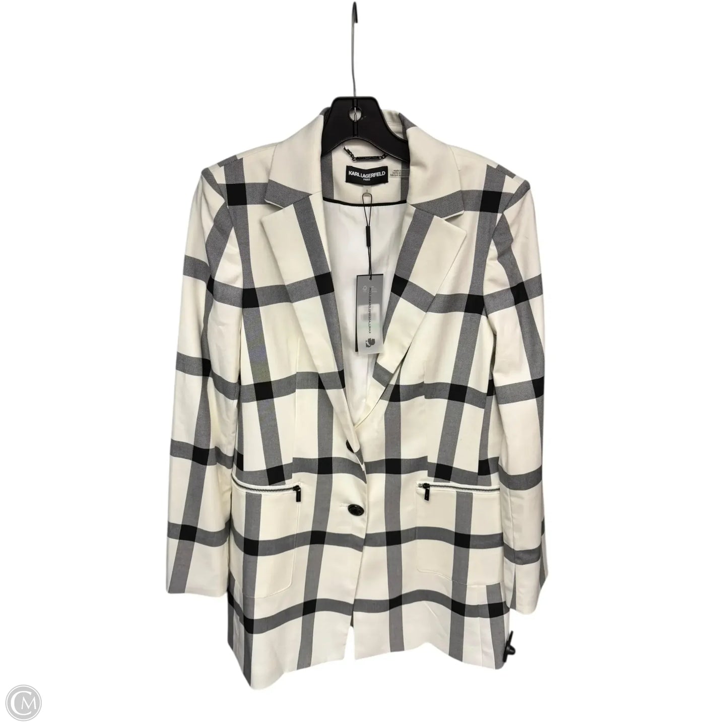 Blazer Designer By Karl Lagerfeld In Black & White, Size: 8