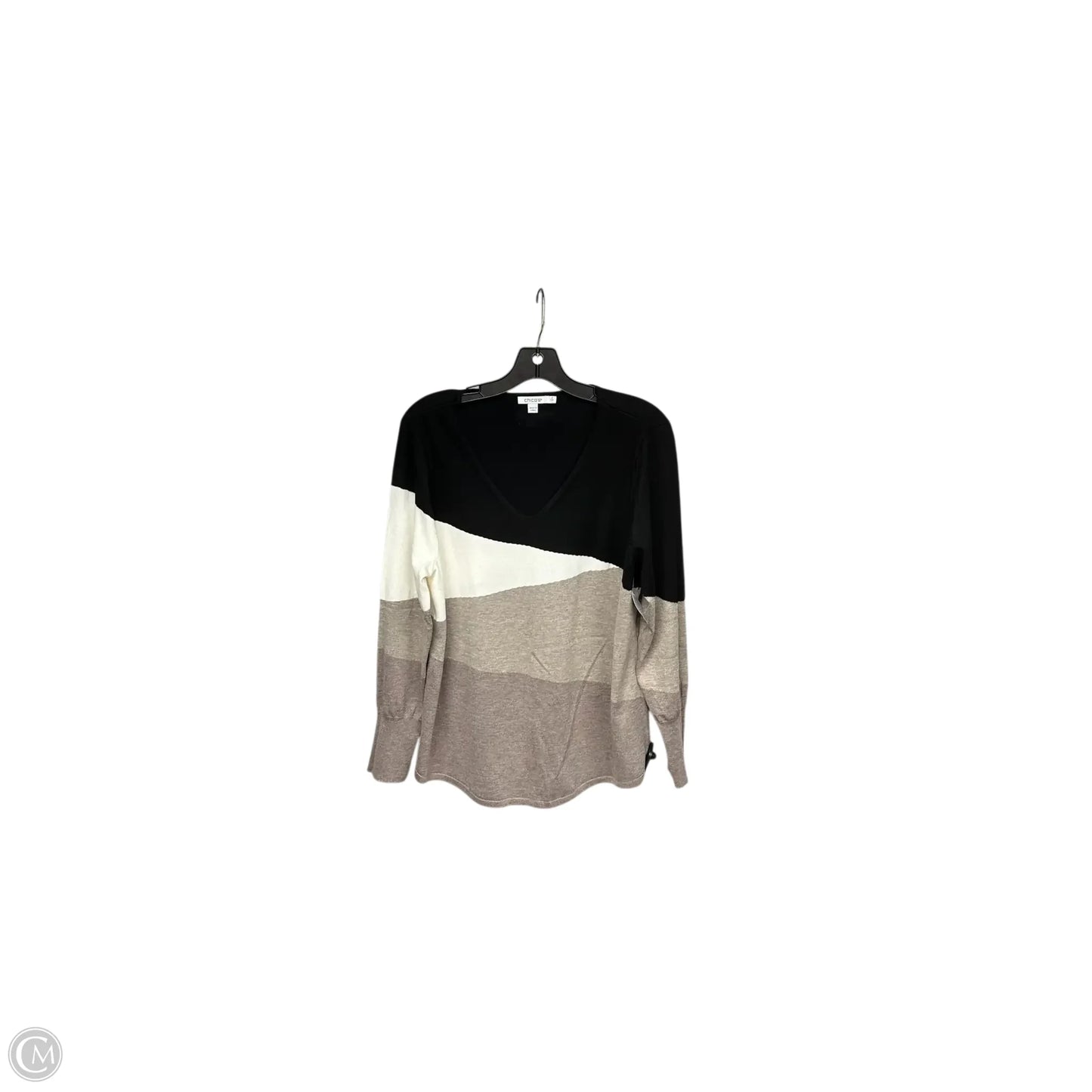 Sweater By Chicos In Black & Grey, Size: L