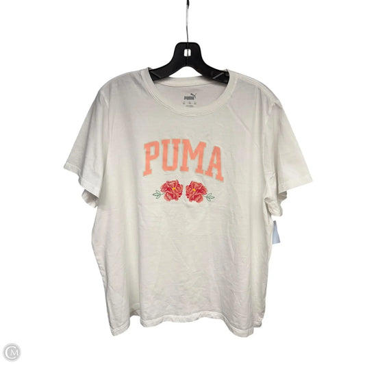 Athletic Top Short Sleeve By Puma In White, Size: Xxl