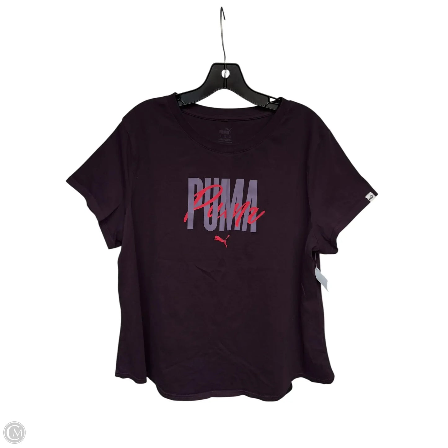 Athletic Top Short Sleeve By Puma In Purple, Size: 1x