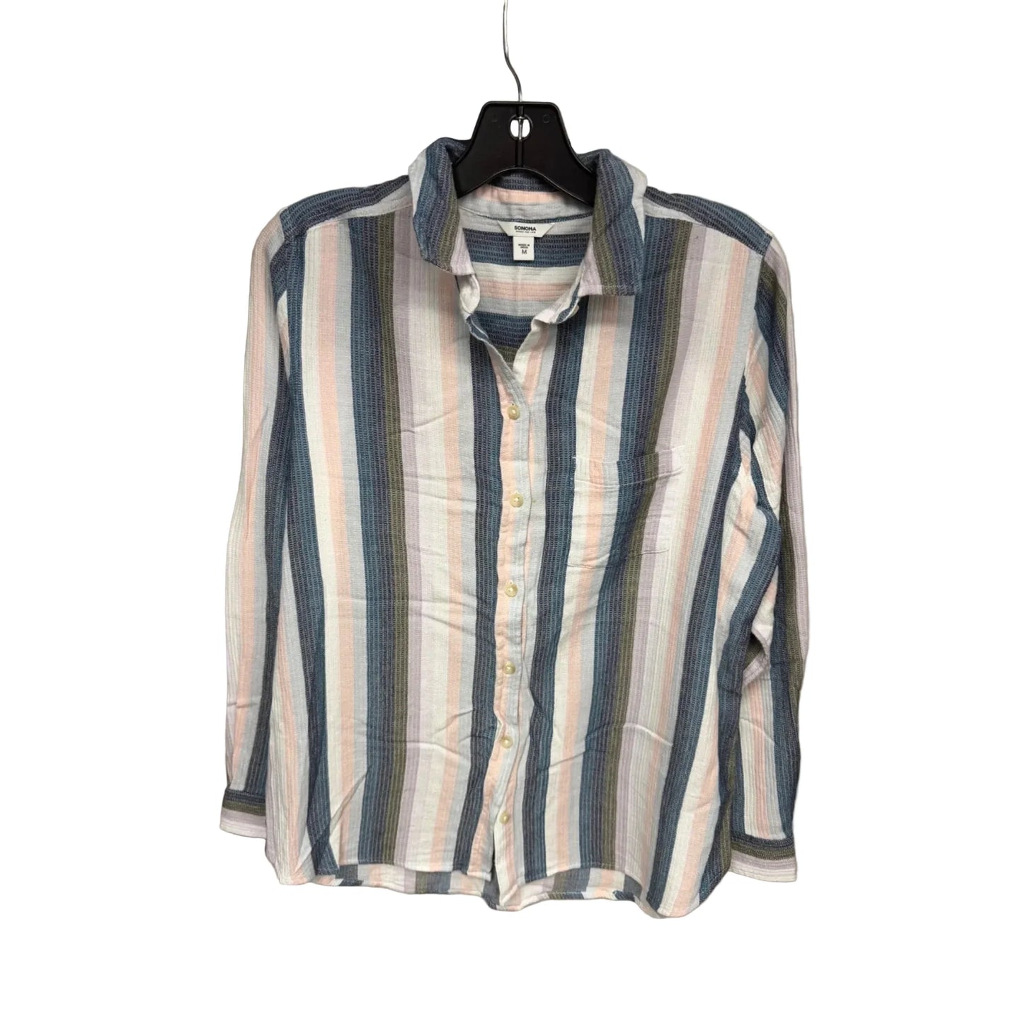 Top Long Sleeve By Sonoma In Blue & Pink, Size: M