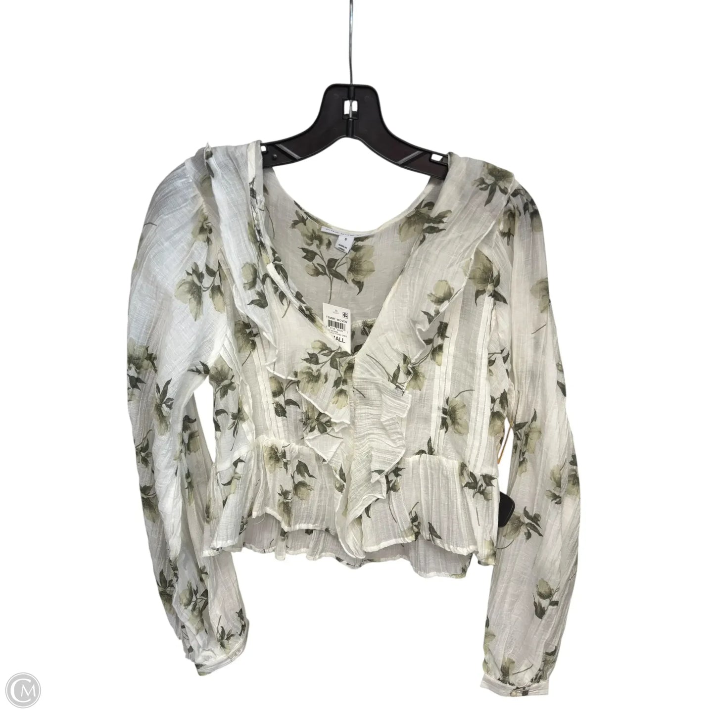 Top Long Sleeve By And Now This In Green & White, Size: S