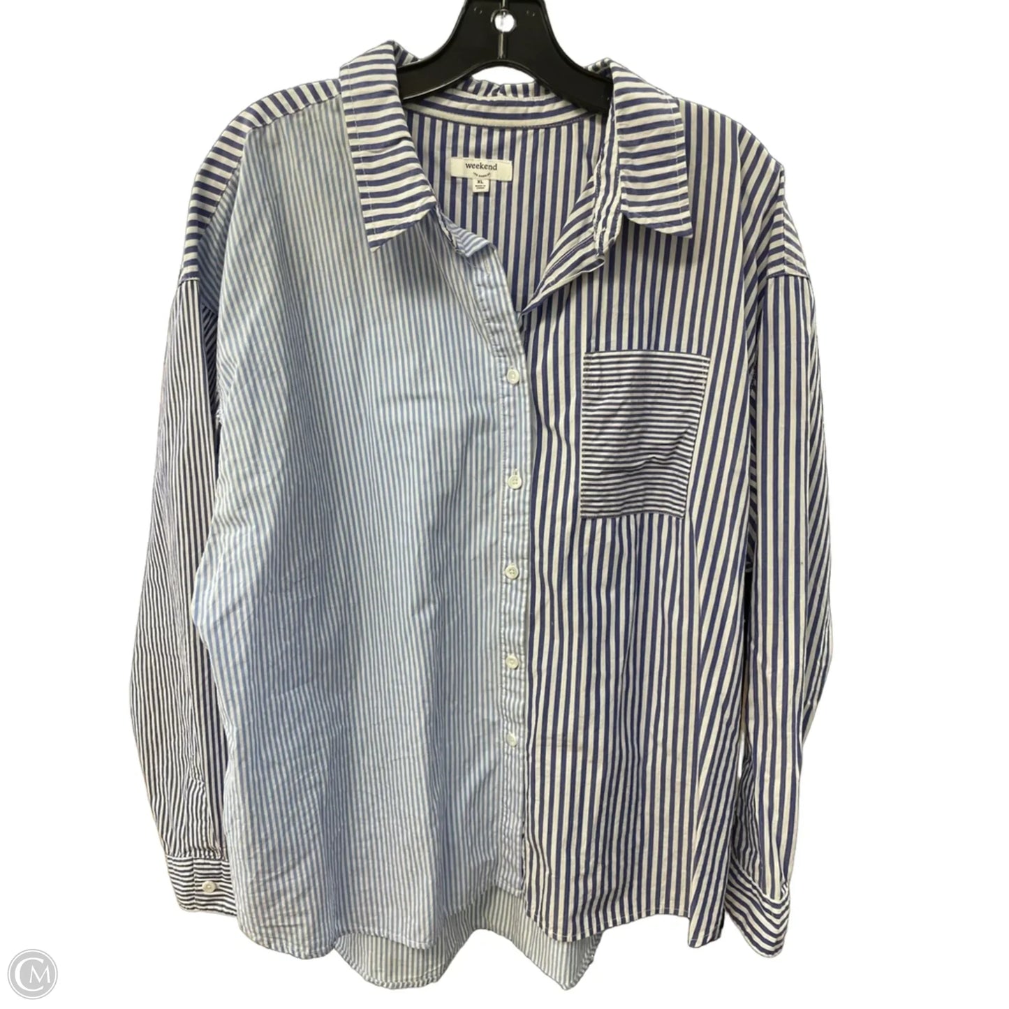 Top Long Sleeve By Clothes Mentor In Blue & White, Size: Xl
