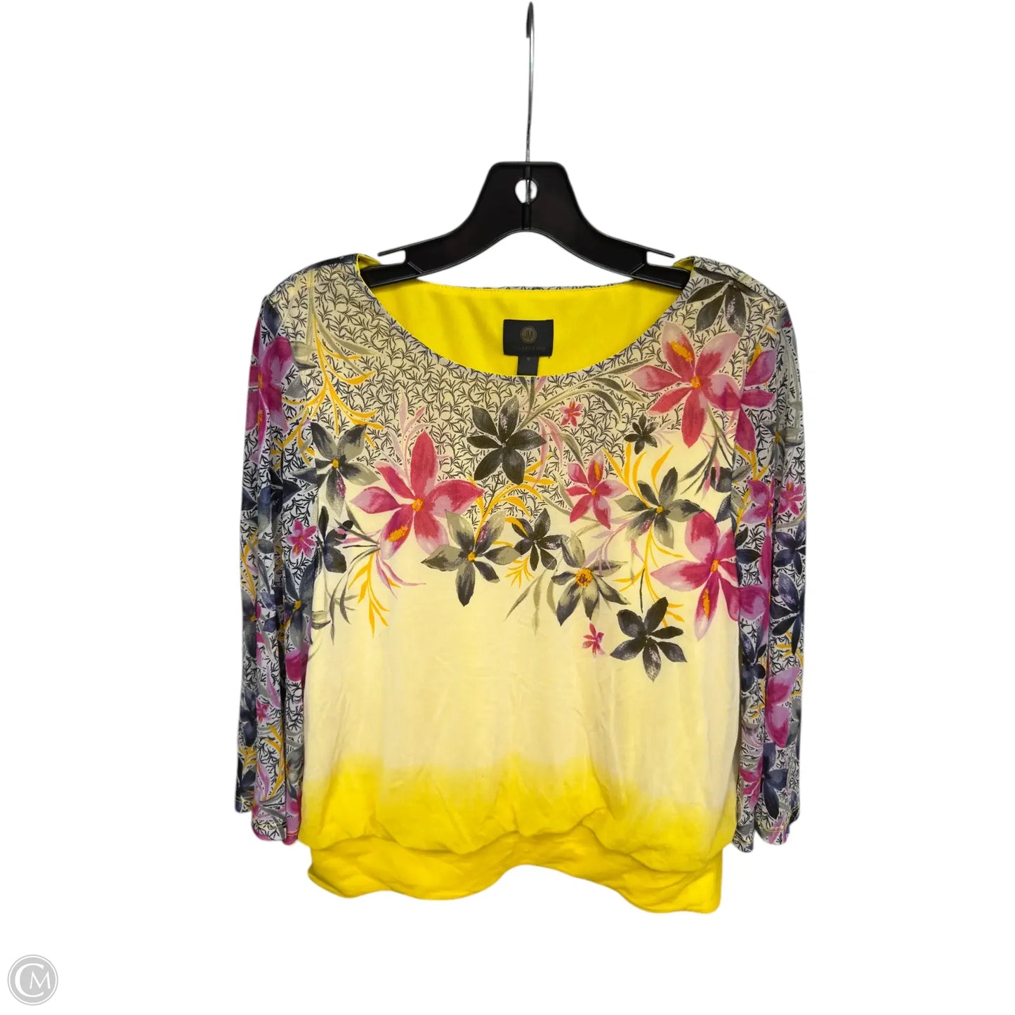 Top 3/4 Sleeve By Jm Collections In Yellow, Size: M