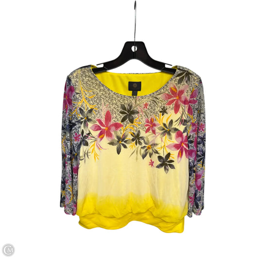 Top 3/4 Sleeve By Jm Collections In Yellow, Size: M