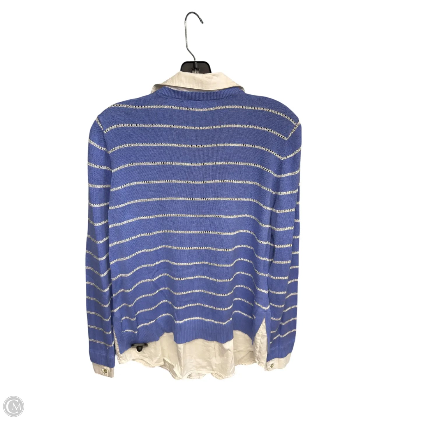 Sweater By Foxcroft In Blue, Size: L