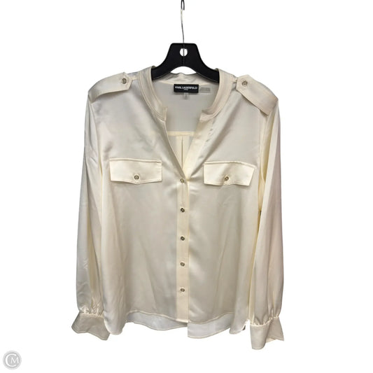 Top Long Sleeve Designer By Karl Lagerfeld In Cream, Size: L