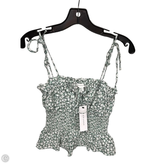 Top Sleeveless By Top Shop In Green & White, Size: 4