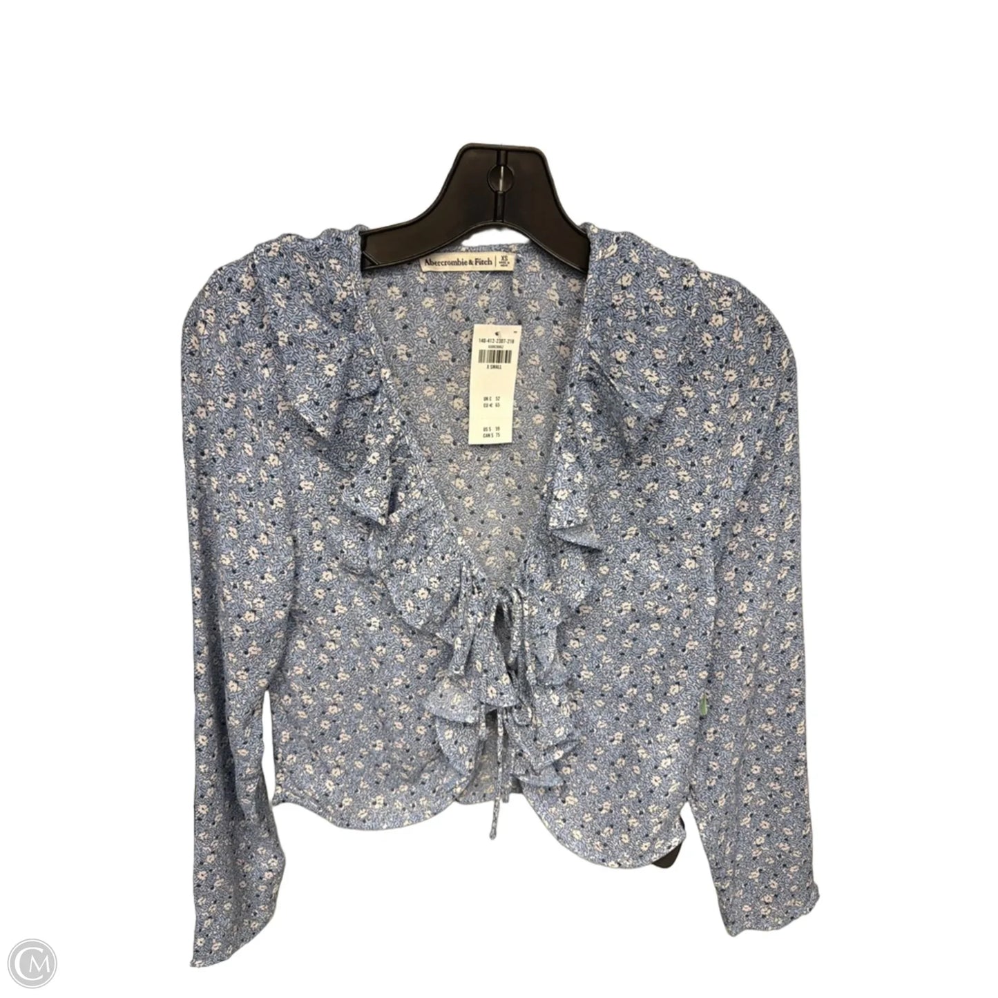 Top Long Sleeve By Abercrombie And Fitch In Blue & White, Size: Xs
