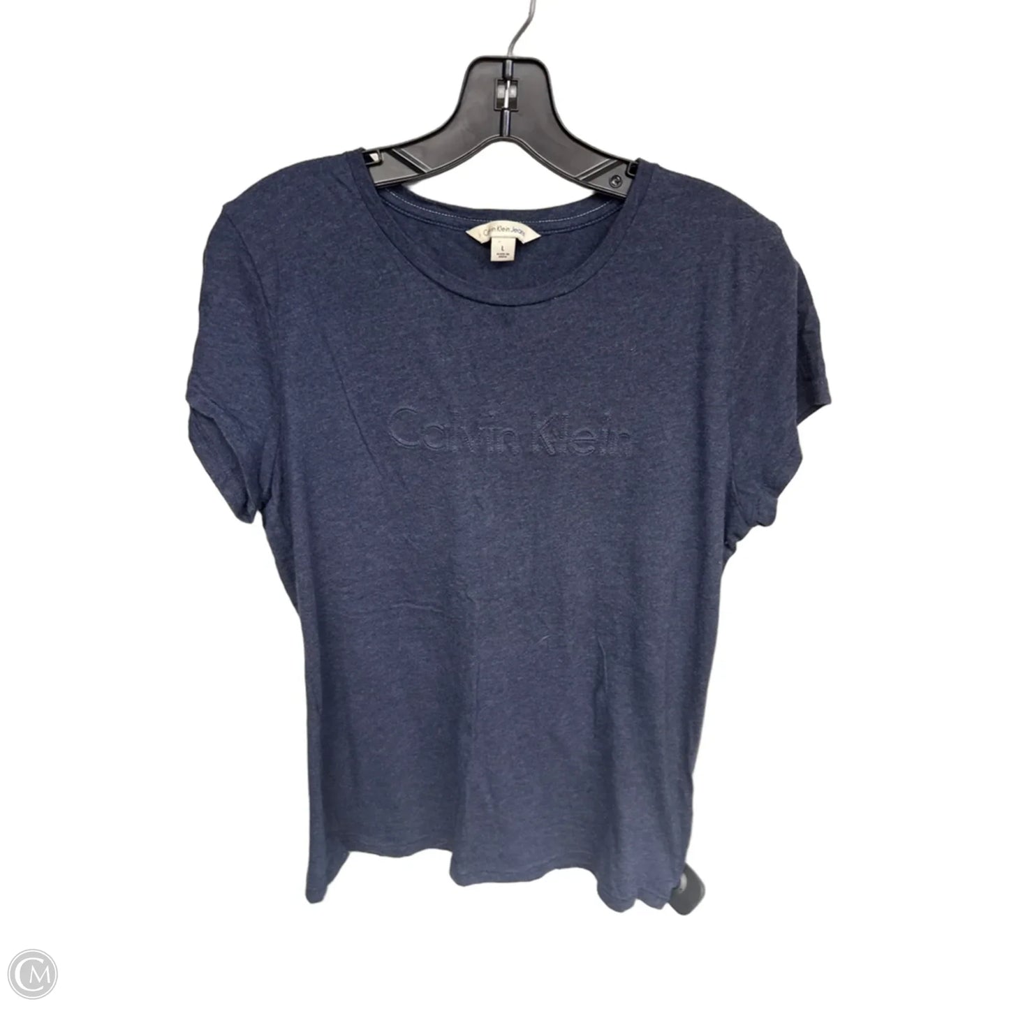 Top Short Sleeve By Calvin Klein In Navy, Size: L