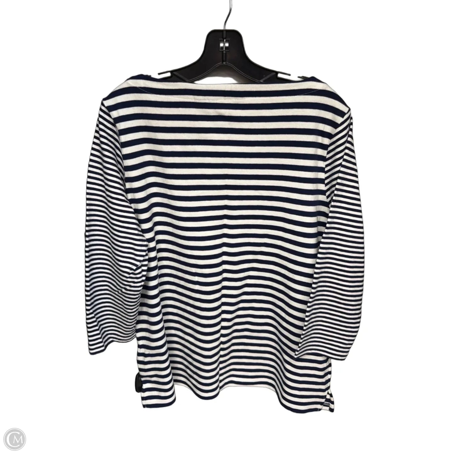 Top Long Sleeve By Lands End In Blue & White, Size: L