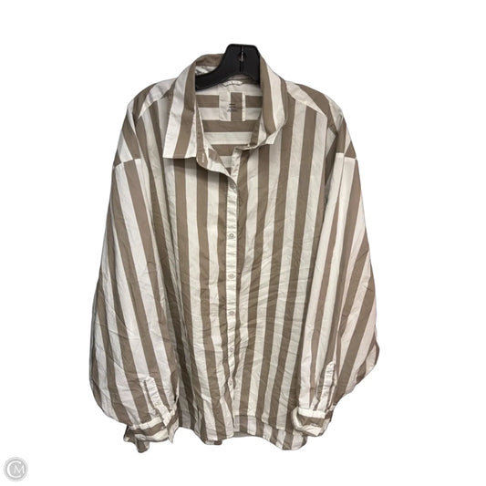 Top Long Sleeve By Aerie In Brown & Cream, Size: Xxl