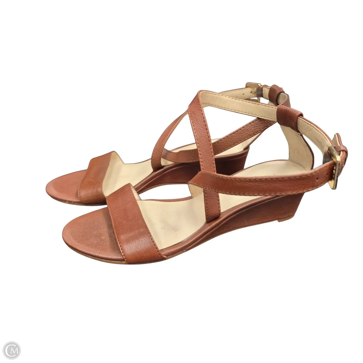 Sandals Heels Wedge By Nine West In Brown, Size: 7.5