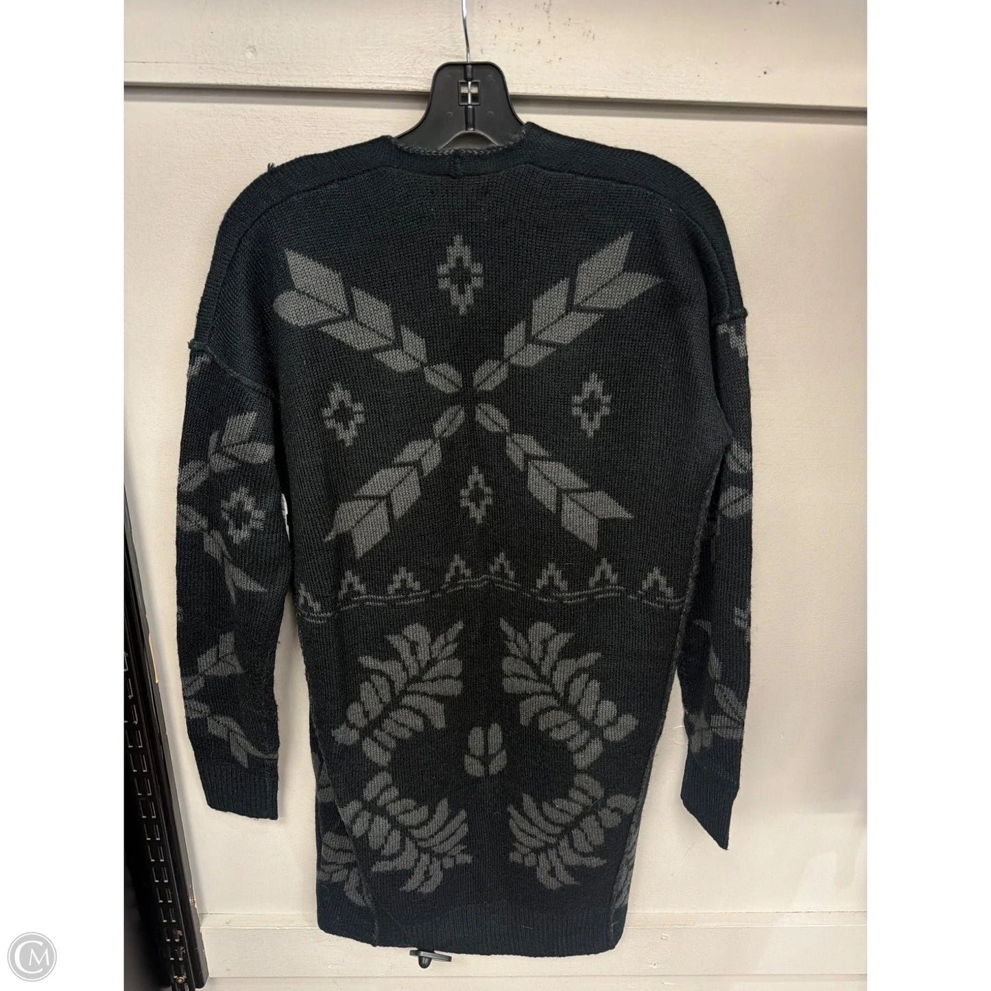 Sweater Cardigan By Abound In Black & Grey, Size: M
