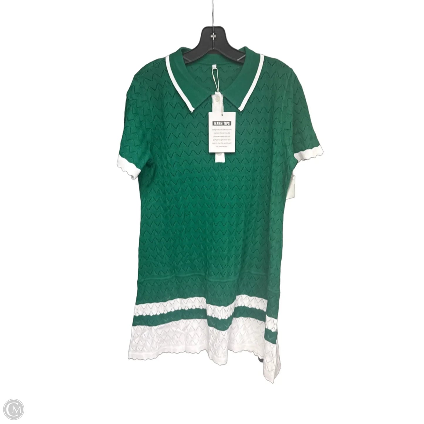 Dress Casual Midi By Clothes Mentor In Green & White, Size: L